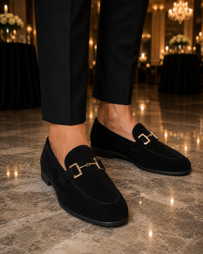 Men’s Slip-On Metal Detail Loafers | Formal Comfort Shoes | Steven & Levon