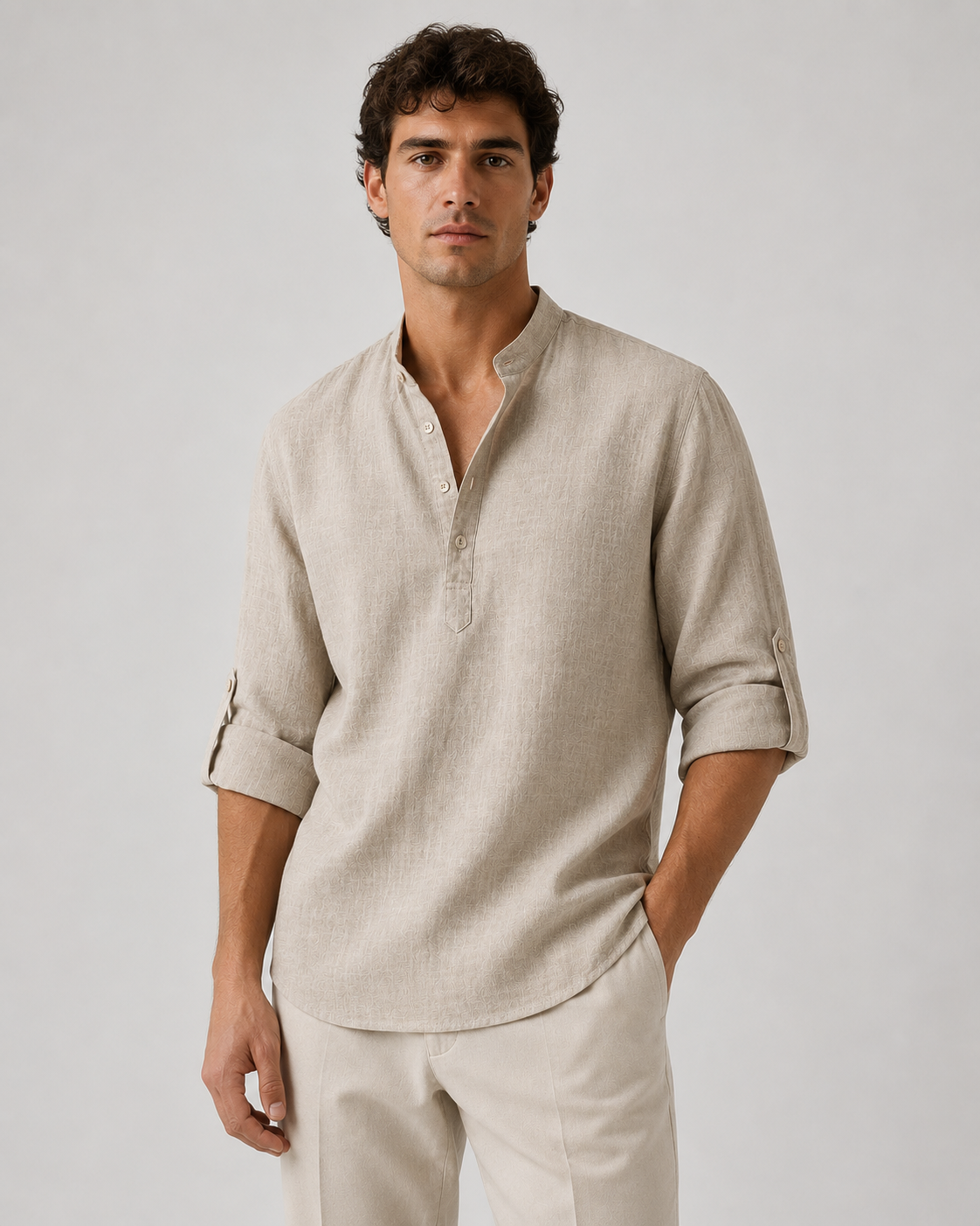 Men's Linen Long Sleeve Collar Shirt | Men | Breathable Lightweight Linen | Casual Summer Wear | Steven & Levon