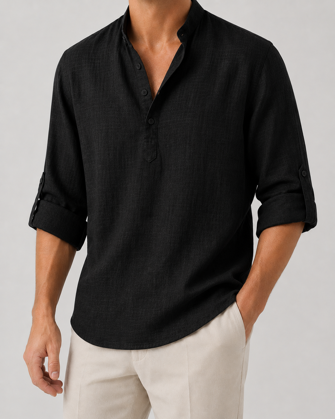 Men's Linen Long Sleeve Collar Shirt | Men | Breathable Lightweight Linen | Casual Summer Wear | Steven & Levon