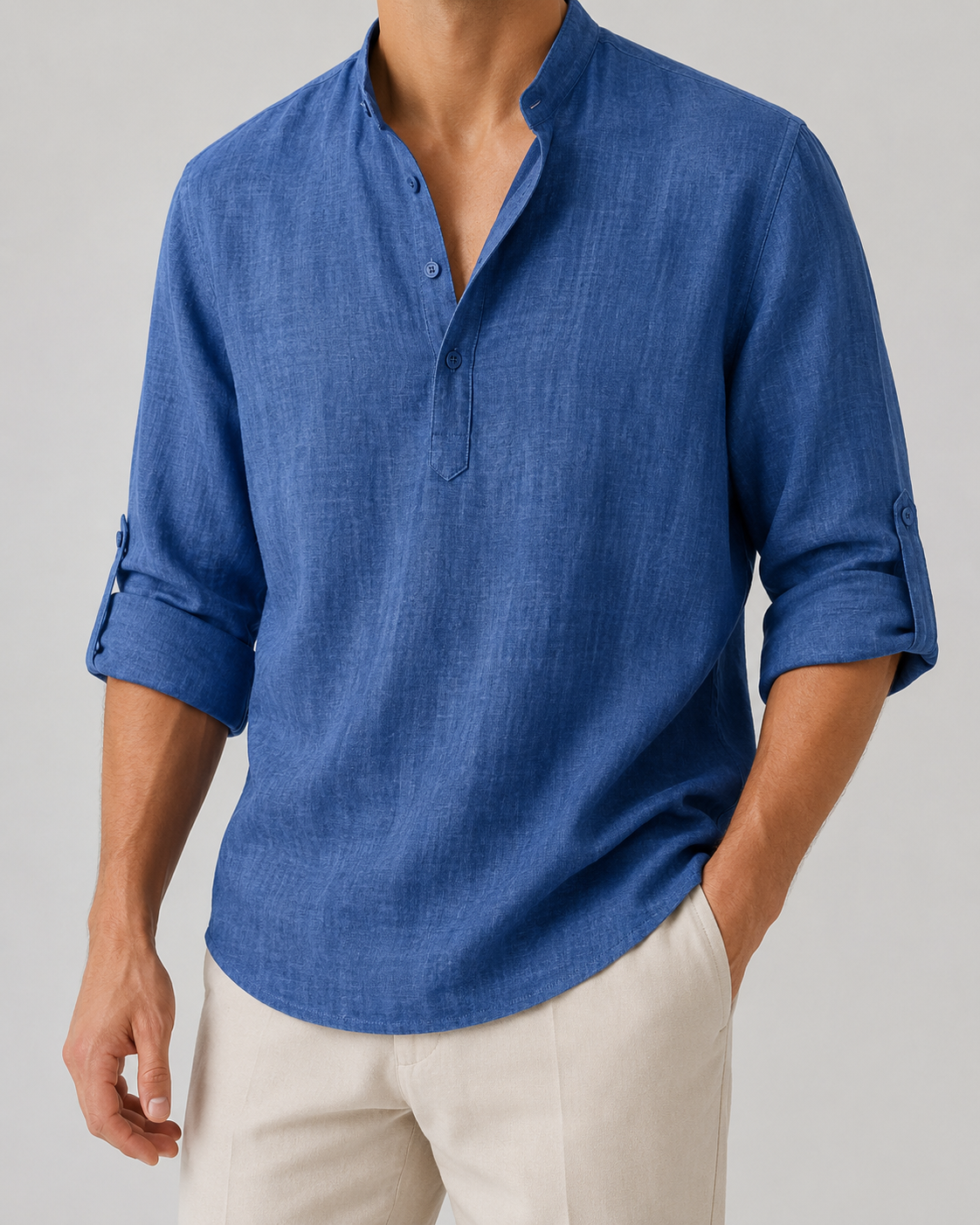 Men's Linen Long Sleeve Collar Shirt | Men | Breathable Lightweight Linen | Casual Summer Wear | Steven & Levon