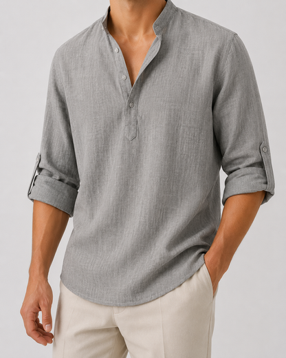 Men's Linen Long Sleeve Collar Shirt | Men | Breathable Lightweight Linen | Casual Summer Wear | Steven & Levon