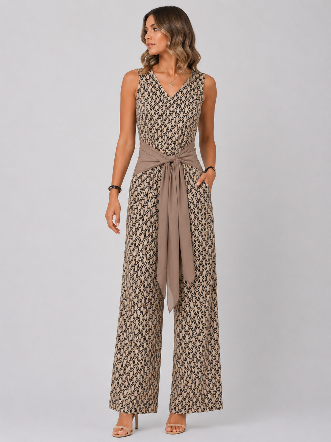 Ideal Elegant Jumpsuit | Women | Lightweight Polyester Fabric | Wide-Leg One-Piece | Smart Casual & Occasion Wear | Steven & Levon