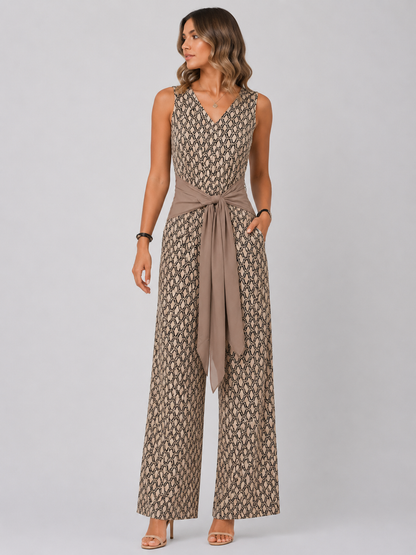 Ideal Elegant Jumpsuit | Women | Lightweight Polyester Fabric | Wide-Leg One-Piece | Smart Casual & Occasion Wear | Steven & Levon