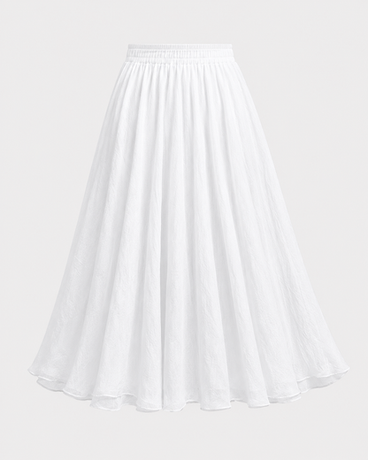 Bohemian Linen Maxi Skirt | Women | Polyester | High Waist A-Line Flowy Boho Style | Steven & Levon