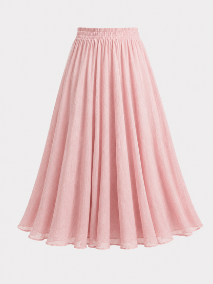 Bohemian Linen Maxi Skirt | Women | Polyester | High Waist A-Line Flowy Boho Style | Steven & Levon