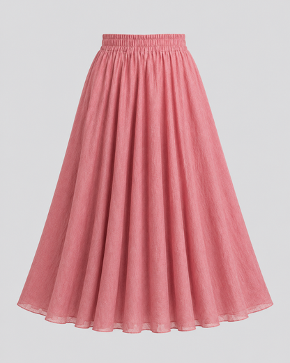 Bohemian Linen Maxi Skirt | Women | Polyester | High Waist A-Line Flowy Boho Style | Steven & Levon