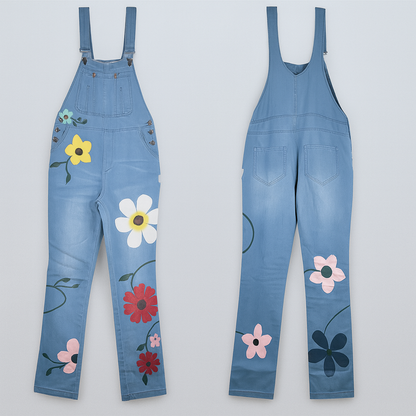 Floral Denim Jumpsuit | Women | Printed Design | Comfortable Fit | Casual Everyday Wear | Steven & Levon