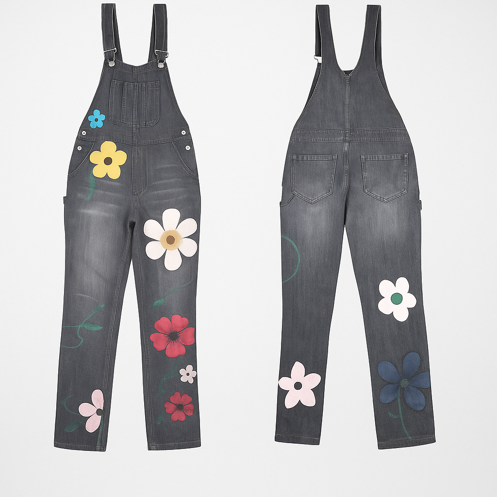 Floral Denim Jumpsuit | Women | Printed Design | Comfortable Fit | Casual Everyday Wear | Steven & Levon