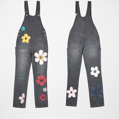 Floral Denim Jumpsuit | Women | Printed Design | Comfortable Fit | Casual Everyday Wear | Steven & Levon