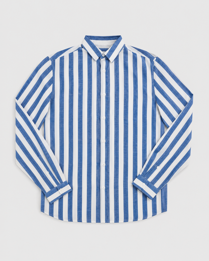 Men's Striped Long Sleeve Shirt | Breathable Button-Up Casual Shirt | Polyester Fiber | Lightweight Summer Wear | Steven & Levon