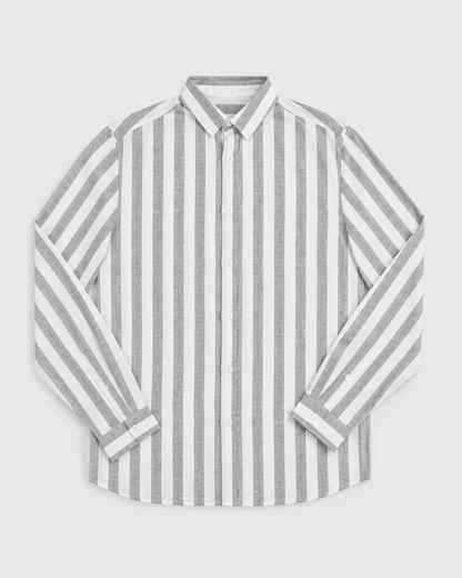 Men's Striped Long Sleeve Shirt | Breathable Button-Up Casual Shirt | Polyester Fiber | Lightweight Summer Wear | Steven & Levon