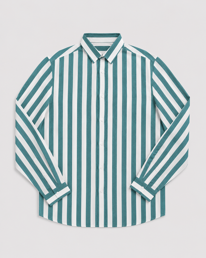 Men's Striped Long Sleeve Shirt | Breathable Button-Up Casual Shirt | Polyester Fiber | Lightweight Summer Wear | Steven & Levon