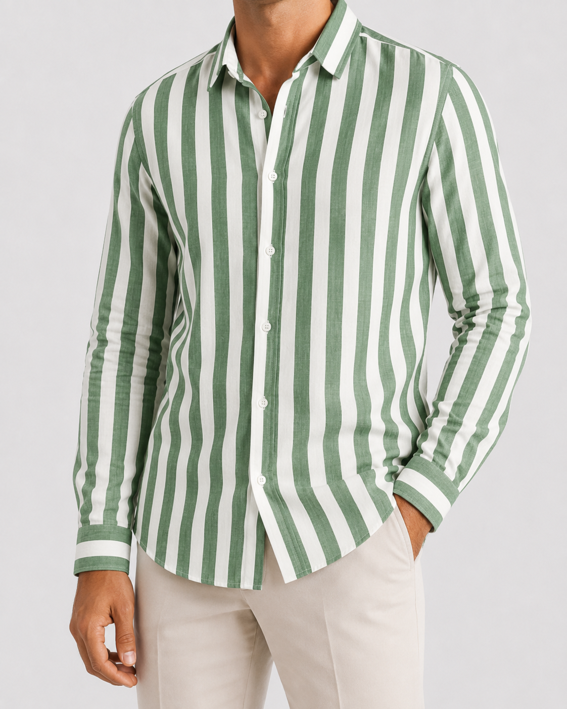 Men's Striped Long Sleeve Shirt | Breathable Button-Up Casual Shirt | Polyester Fiber | Lightweight Summer Wear | Steven & Levon