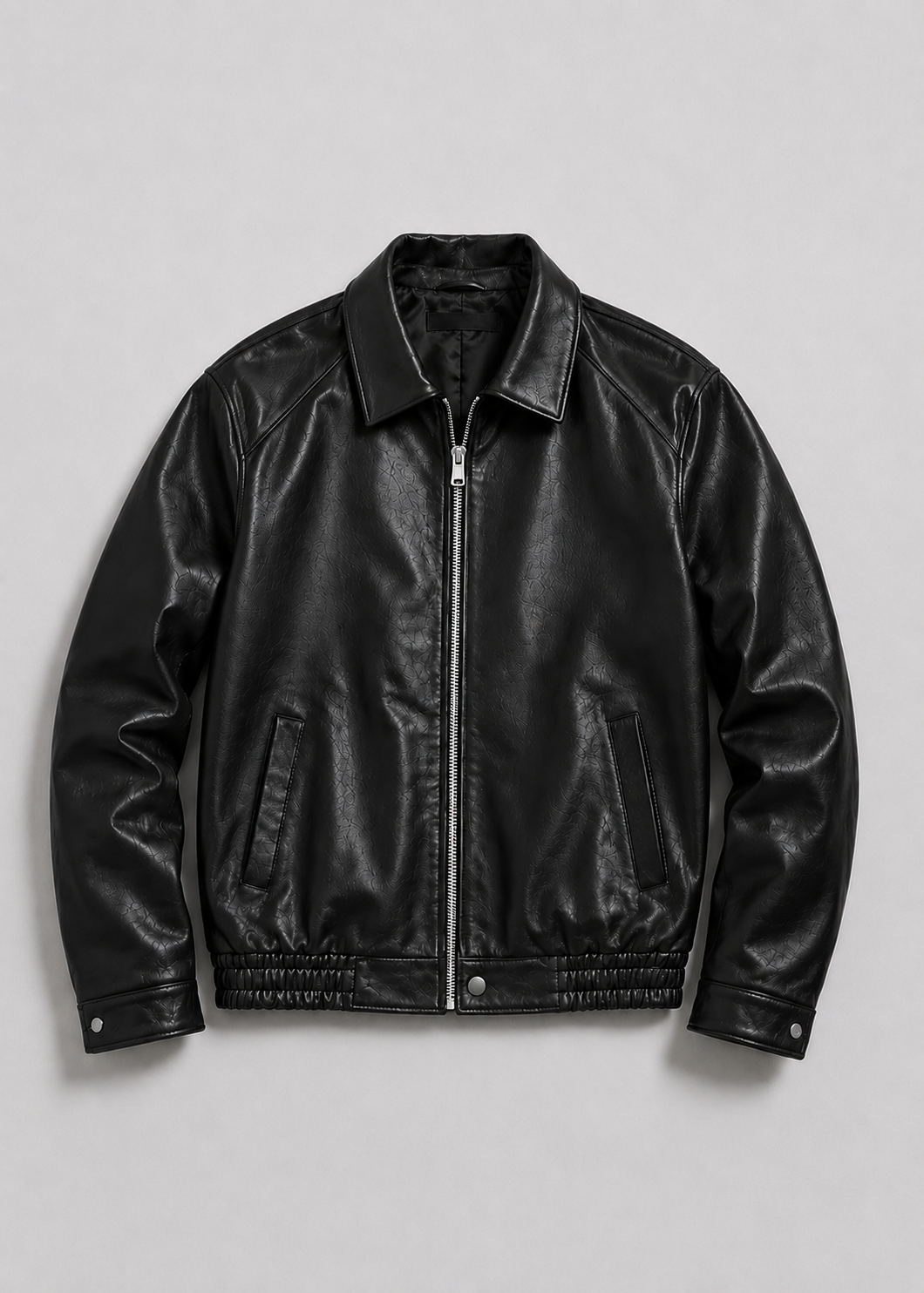 Men's Leather Bomber Jacket | Genuine Leather | Zip Front, Elastic Hem Casual Outerwear | Steven & Levon