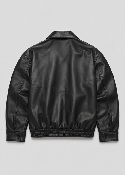 Men's Leather Bomber Jacket | Genuine Leather | Zip Front, Elastic Hem Casual Outerwear | Steven & Levon