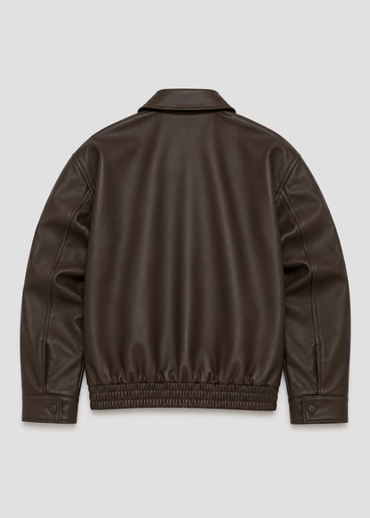 Men's Leather Bomber Jacket | Genuine Leather | Zip Front, Elastic Hem Casual Outerwear | Steven & Levon