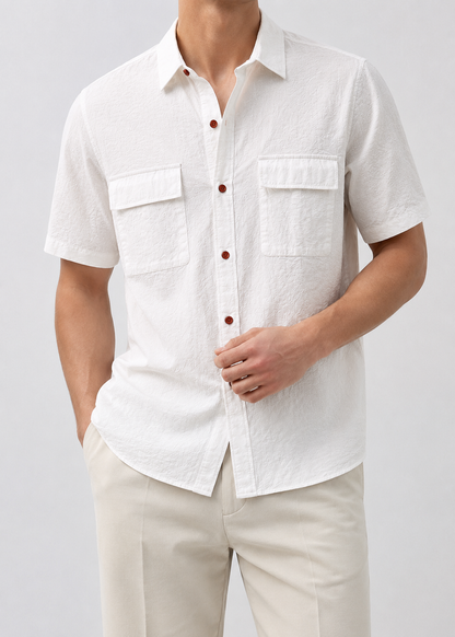 Leo Cotton Linen Shirt | Men | Breathable Casual Button Up | Steven & Levon