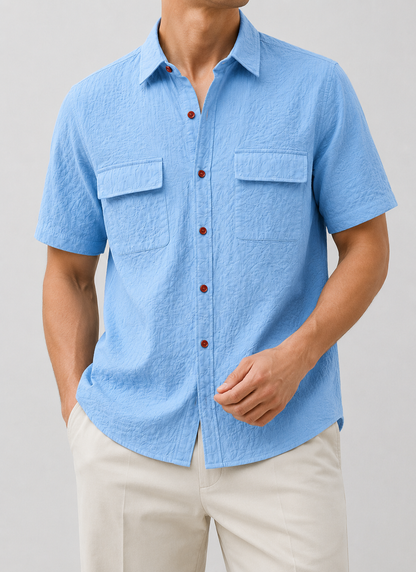 Leo Cotton Linen Shirt | Men | Breathable Casual Button Up | Steven & Levon