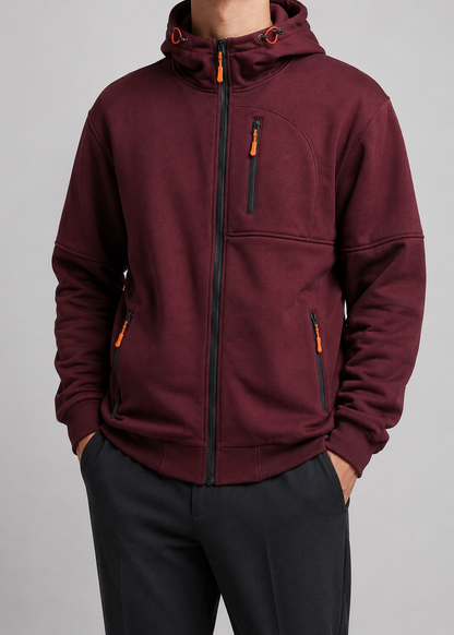 Zip-Up Hoodie | Men's Hoodie | Cotton Blend | Drawstring Hood & Multiple Zipper Pockets | Steven & Levon