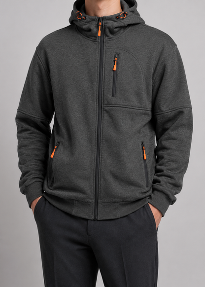 Zip-Up Hoodie | Men's Hoodie | Cotton Blend | Drawstring Hood & Multiple Zipper Pockets | Steven & Levon