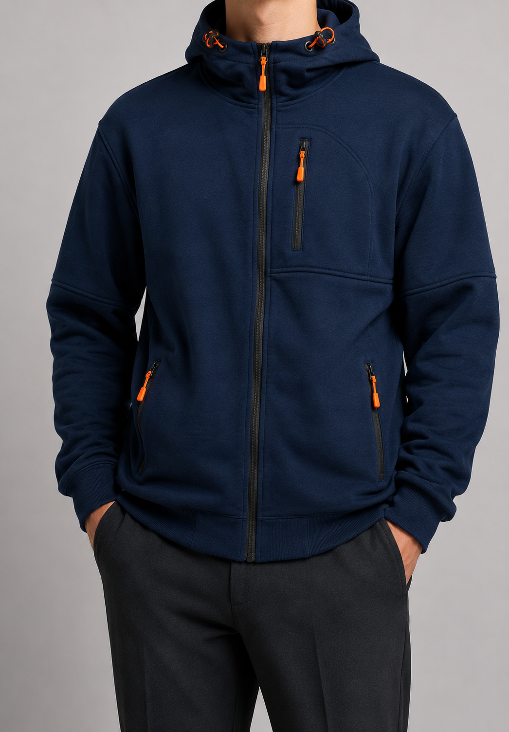 Zip-Up Hoodie | Men's Hoodie | Cotton Blend | Drawstring Hood & Multiple Zipper Pockets | Steven & Levon