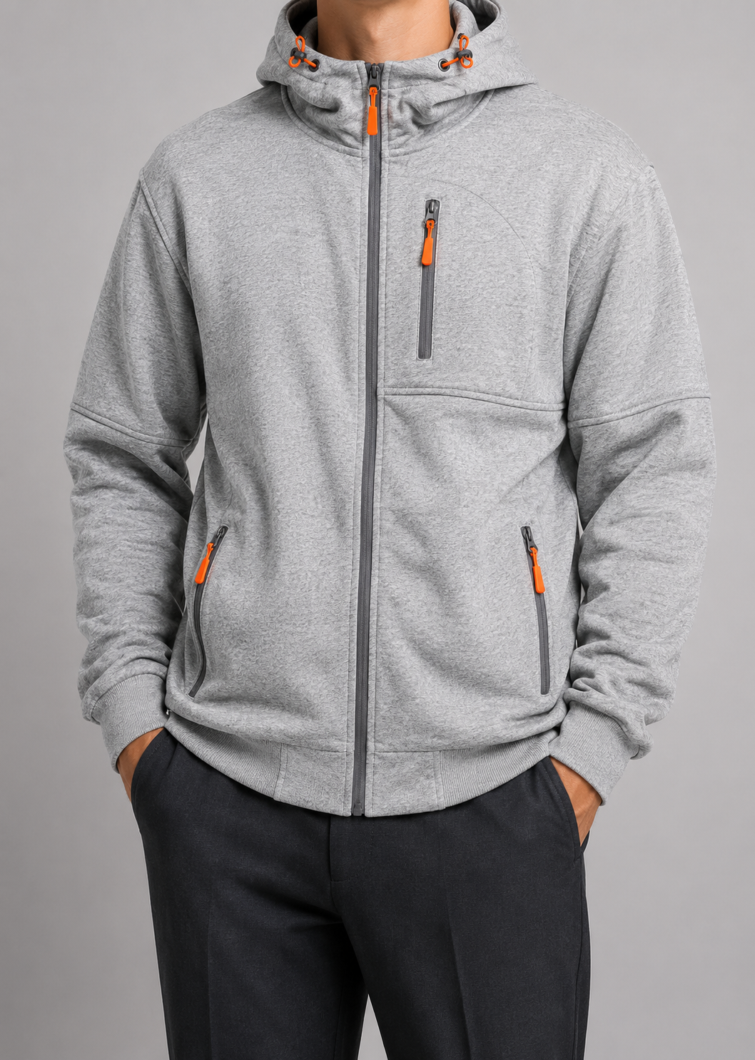Zip-Up Hoodie | Men's Hoodie | Cotton Blend | Drawstring Hood & Multiple Zipper Pockets | Steven & Levon