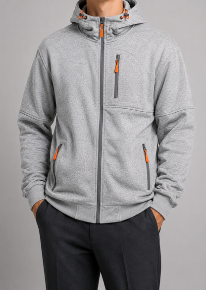 Zip-Up Hoodie | Men's Hoodie | Cotton Blend | Drawstring Hood & Multiple Zipper Pockets | Steven & Levon