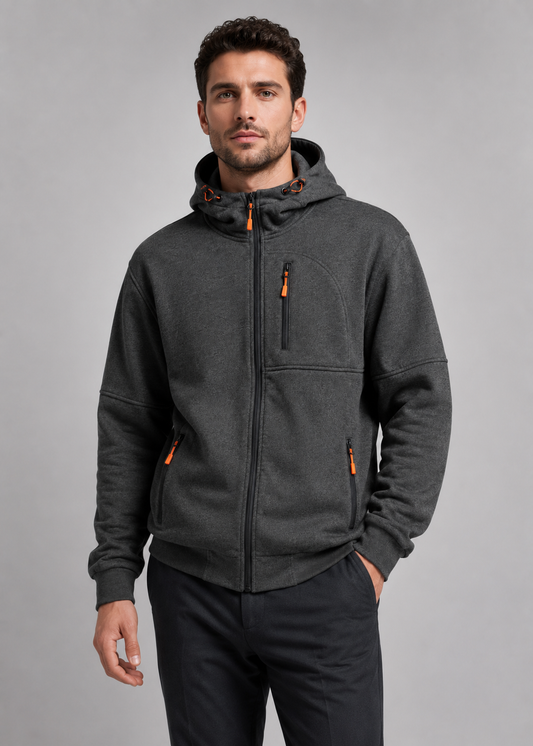 Zip-Up Hoodie | Men's Hoodie | Cotton Blend | Drawstring Hood & Multiple Zipper Pockets | Steven & Levon