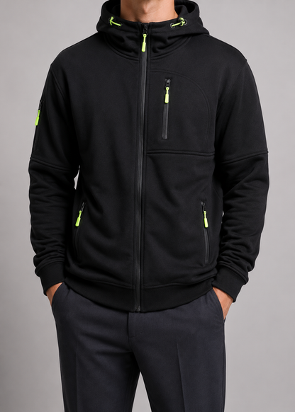 Zip-Up Hoodie | Men's Hoodie | Cotton Blend | Drawstring Hood & Multiple Zipper Pockets | Steven & Levon