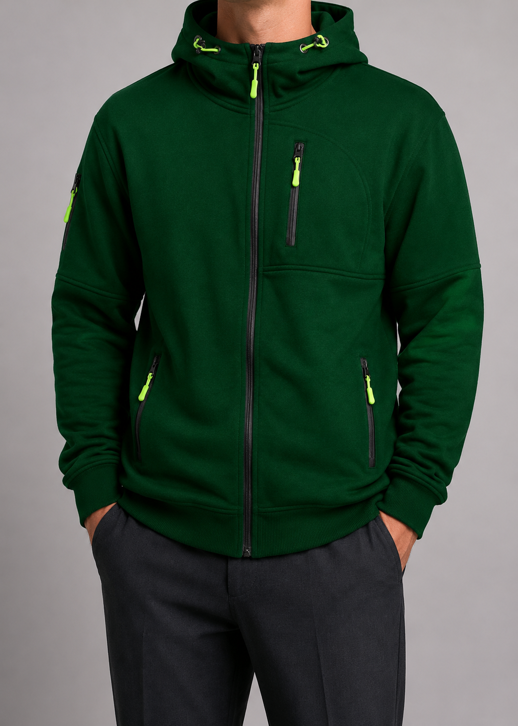Zip-Up Hoodie | Men's Hoodie | Cotton Blend | Drawstring Hood & Multiple Zipper Pockets | Steven & Levon