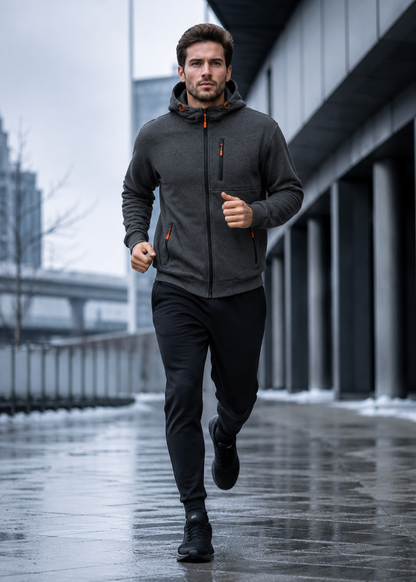 Zip-Up Hoodie | Men's Hoodie | Cotton Blend | Drawstring Hood & Multiple Zipper Pockets | Steven & Levon