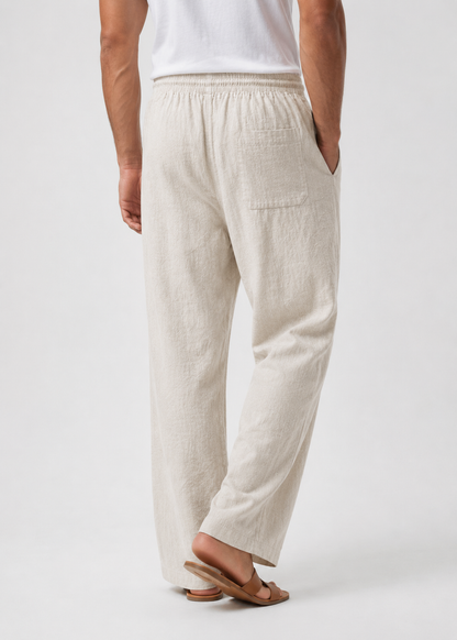Men's Linen Drawstring Trousers | Linen Blend | Lightweight Relaxed Fit Pants | Steven & Levon