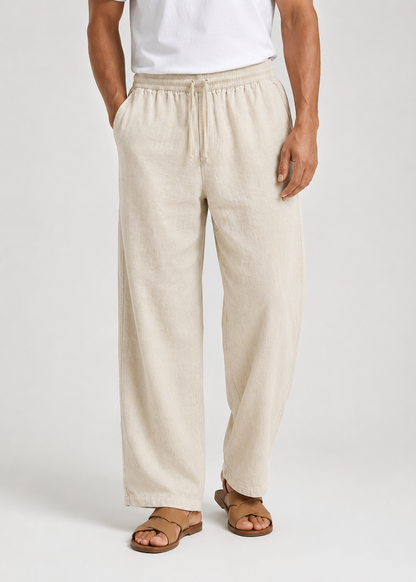 Men's Linen Drawstring Trousers | Linen Blend | Lightweight Relaxed Fit Pants | Steven & Levon