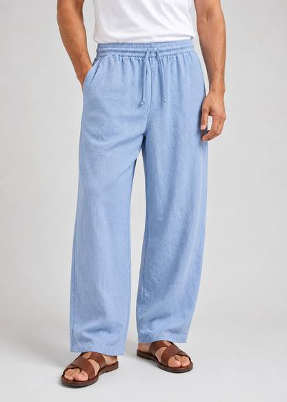 Men's Linen Drawstring Trousers | Linen Blend | Lightweight Relaxed Fit Pants | Steven & Levon