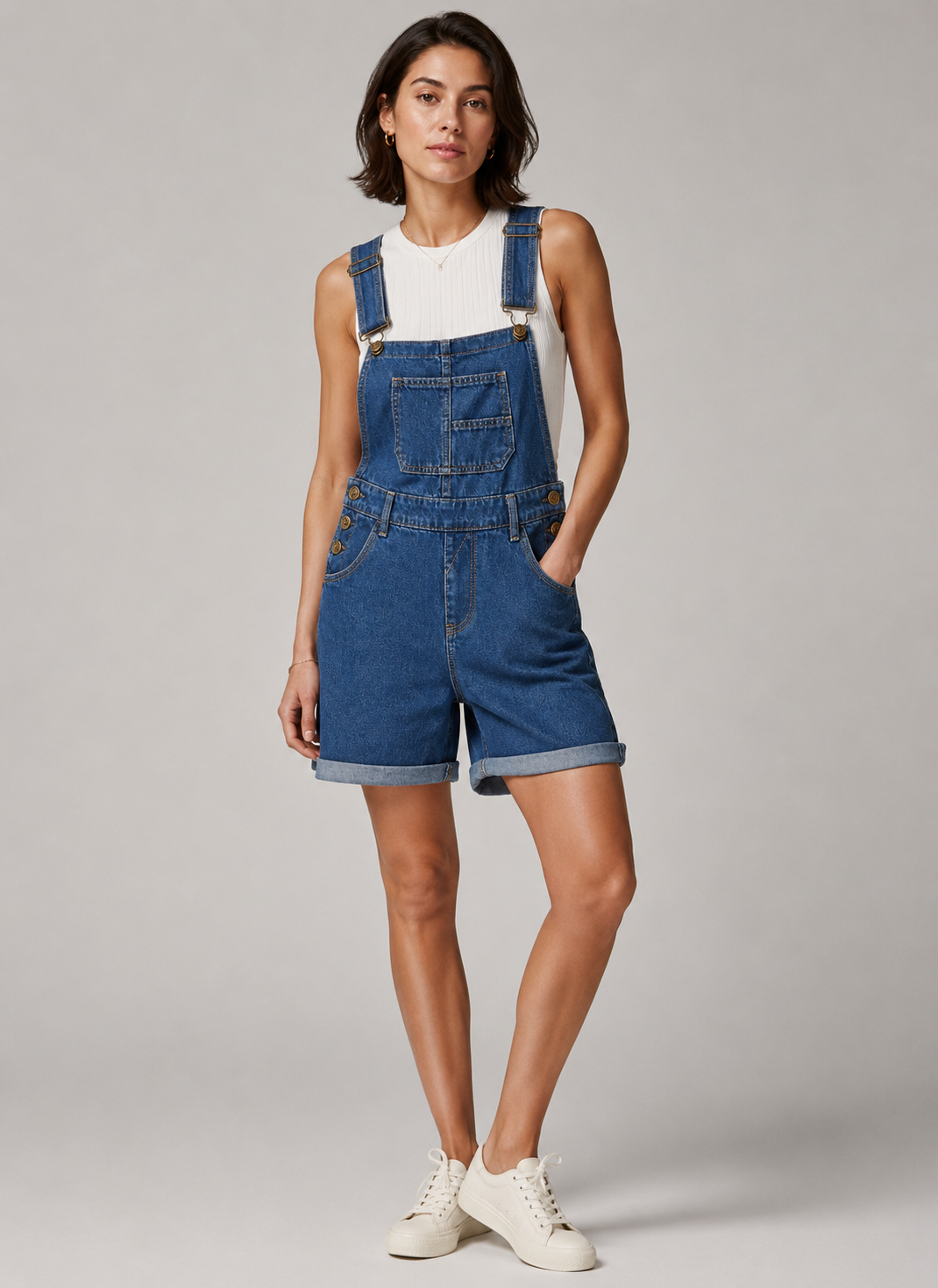 Sleeveless Denim Jumpsuit | Women | Denim | Sleeveless Relaxed Fit One-Piece | Casual Everyday Wear | Steven & Levon