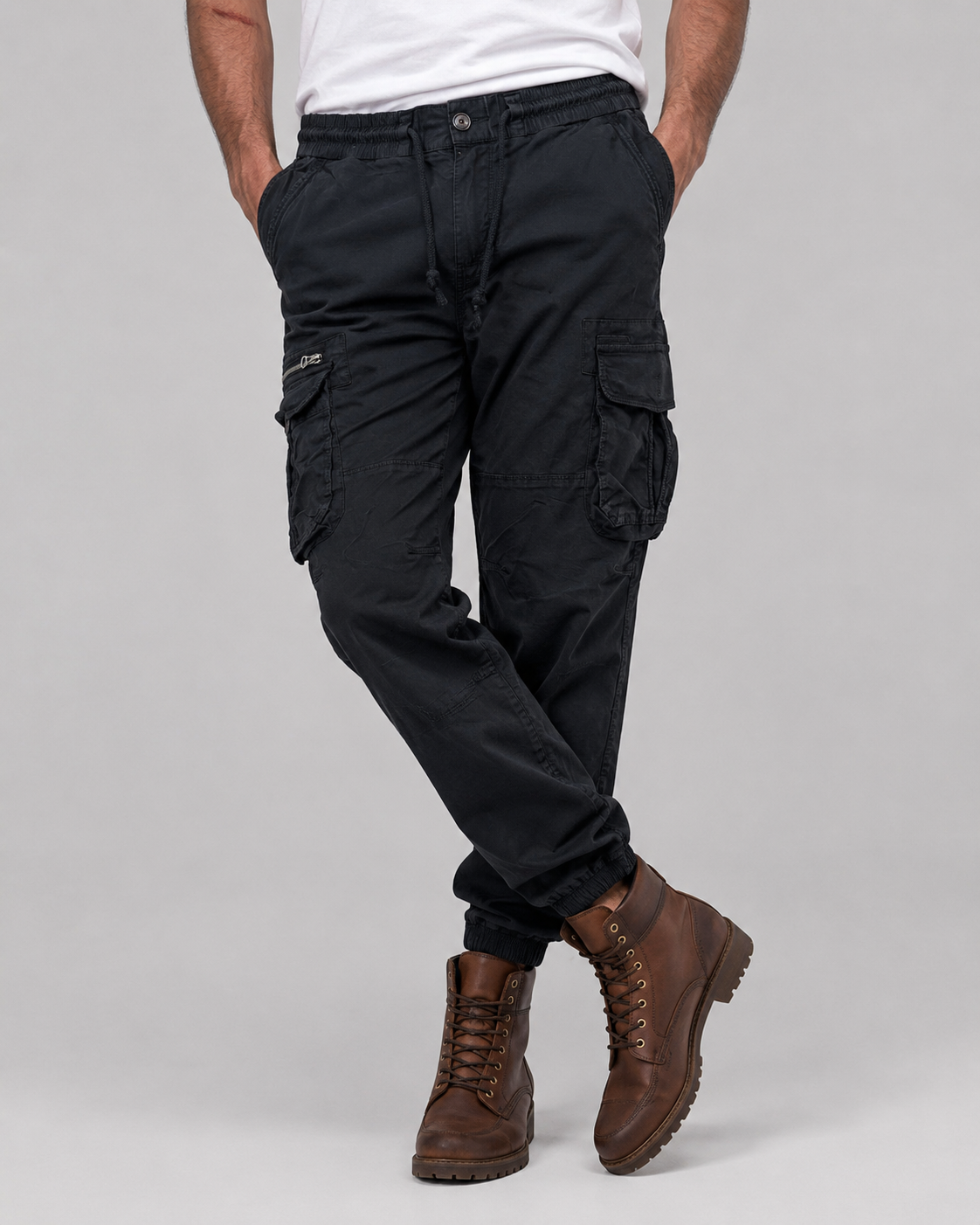 Men’s Cargo Trousers | Tapered Fit Utility Pants | Multi Pocket Cuffed Streetwear Trousers | Steven & Levon