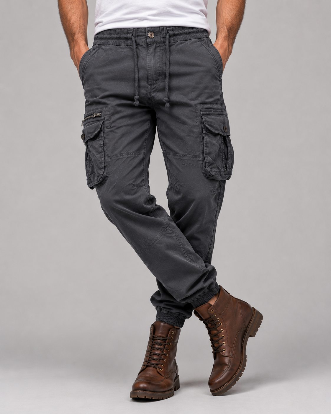 Men’s Cargo Trousers | Tapered Fit Utility Pants | Multi Pocket Cuffed Streetwear Trousers | Steven & Levon