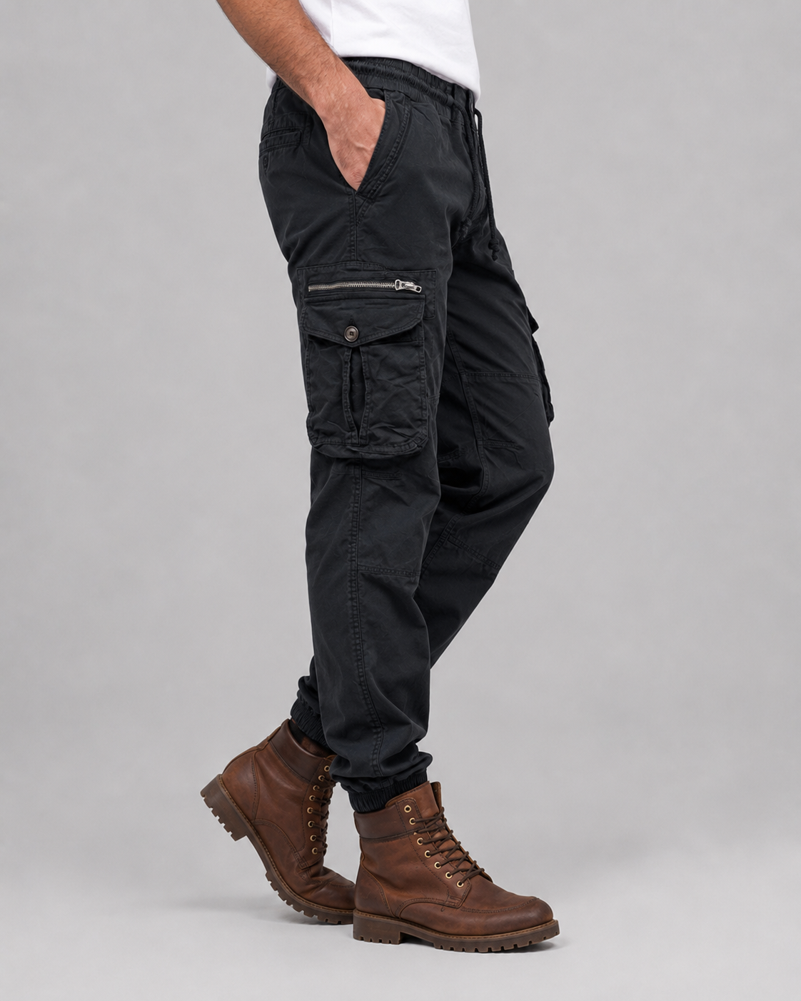 Men’s Cargo Trousers | Tapered Fit Utility Pants | Multi Pocket Cuffed Streetwear Trousers | Steven & Levon