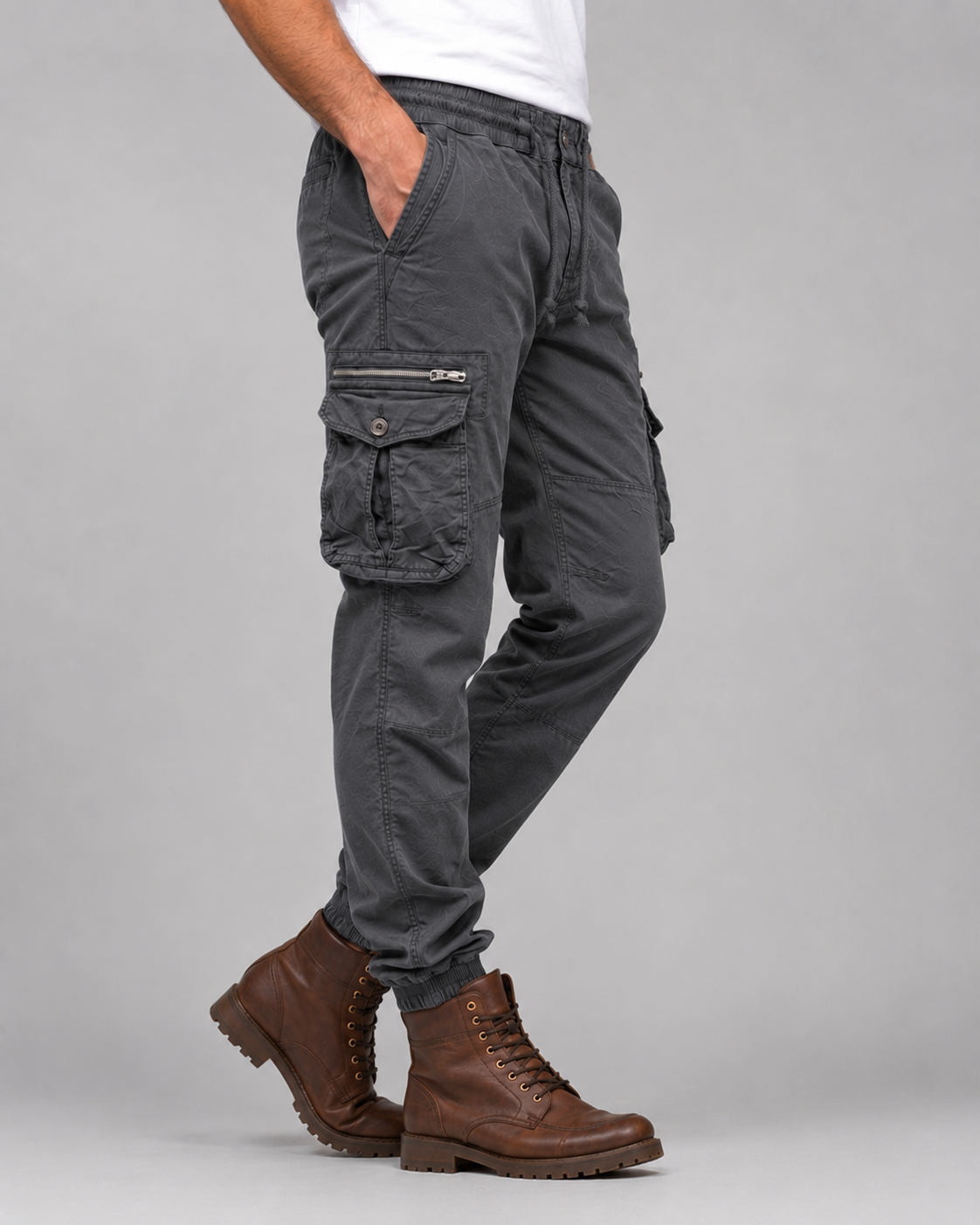 Men’s Cargo Trousers | Tapered Fit Utility Pants | Multi Pocket Cuffed Streetwear Trousers | Steven & Levon