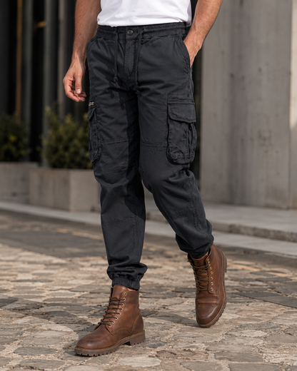 Men’s Cargo Trousers | Tapered Fit Utility Pants | Multi Pocket Cuffed Streetwear Trousers | Steven & Levon
