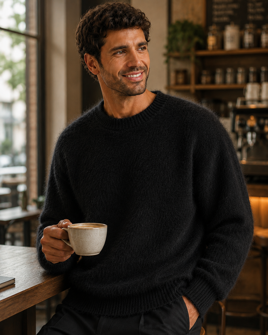 Men's Long Chunky Sweater | Chunky Knit | Longline Warm Casual Pullover | Steven & Levon