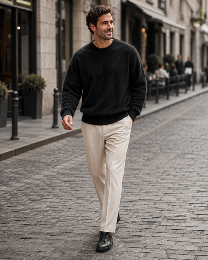 Men's Long Chunky Sweater | Chunky Knit | Longline Warm Casual Pullover | Steven & Levon
