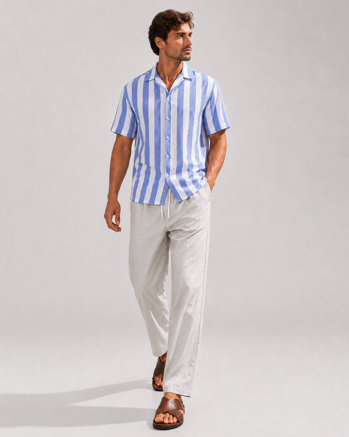 Men's Linen Co-Ord Set | Short Sleeve Button Shirt & Tailored Trousers | Steven & Levon