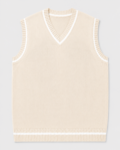 Knitted Sweater Vest | Men | V Neck Ribbed Trim | Regular Fit Layering Top | Steven & Levon