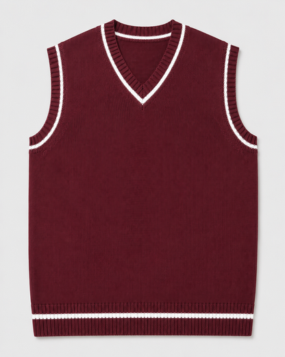Knitted Sweater Vest | Men | V Neck Ribbed Trim | Regular Fit Layering Top | Steven & Levon