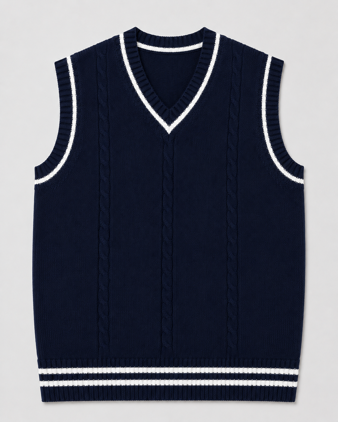 Knitted Sweater Vest | Men | V Neck Ribbed Trim | Regular Fit Layering Top | Steven & Levon