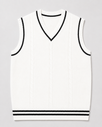 Knitted Sweater Vest | Men | V Neck Ribbed Trim | Regular Fit Layering Top | Steven & Levon