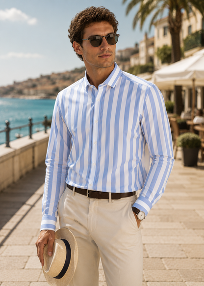 Men's Striped Shirt | Men | Lightweight | Modern Fit Button-Up | Steven & Levon