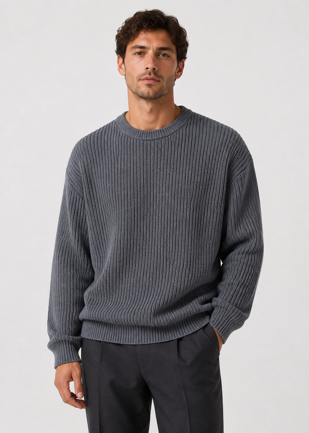 Men’s Oversized Knitted Sweater | Ribbed Knit Jumper | Soft Knit Fabric | Relaxed Fit | Steven & Levon