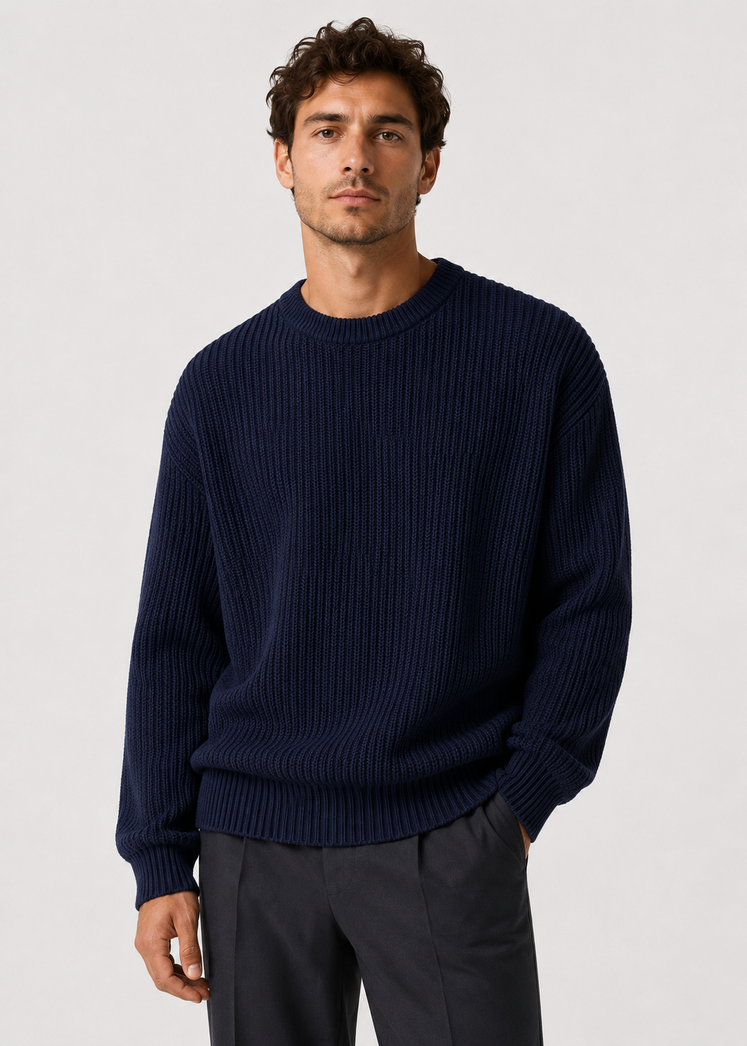 Men’s Oversized Knitted Sweater | Ribbed Knit Jumper | Soft Knit Fabric | Relaxed Fit | Steven & Levon